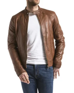 Veste en Cuir Yangtze cognac-Blue Wellford New
