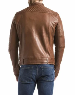 Veste en Cuir Yangtze cognac-Blue Wellford New