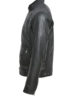 Veste en Cuir Zachary noire-Blue Wellford Hot