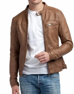 Veste en Cuir Zack cognac-Blue Wellford Outlet