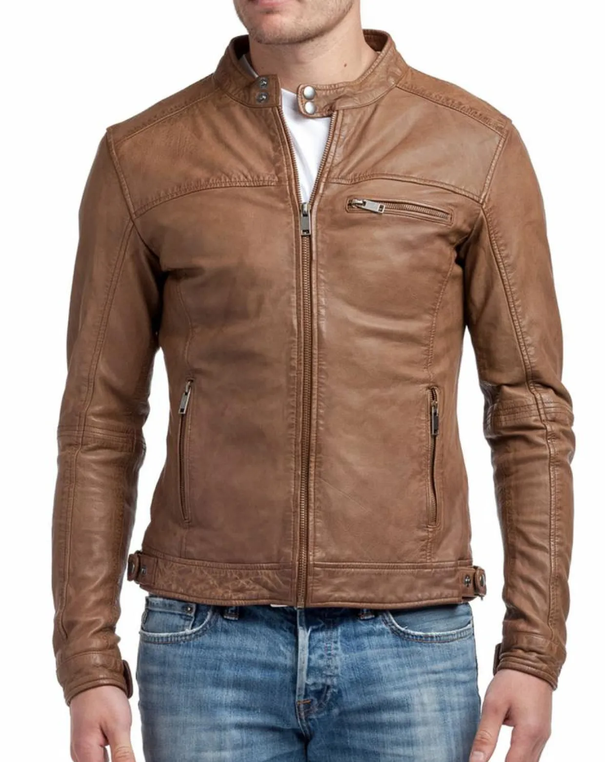 Veste en Cuir Zack cognac-Blue Wellford Outlet
