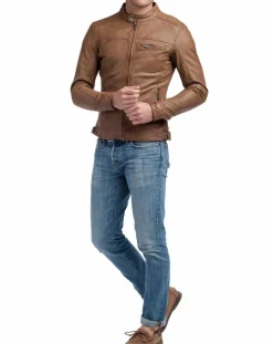 Veste en Cuir Zack cognac-Blue Wellford Outlet