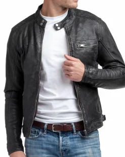 Homme Blue Wellford Vestes, Blousons^Veste en Cuir Zack noire