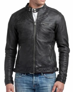 Homme Blue Wellford Vestes, Blousons^Veste en Cuir Zack noire