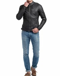 Homme Blue Wellford Vestes, Blousons^Veste en Cuir Zack noire