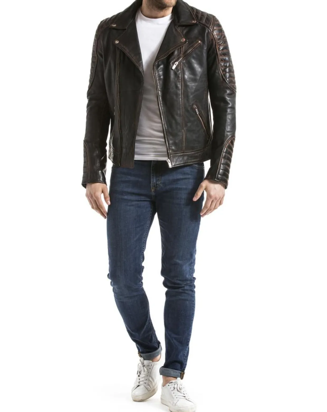 Veste en Cuir Zambezi marron vintage-Blue Wellford Online