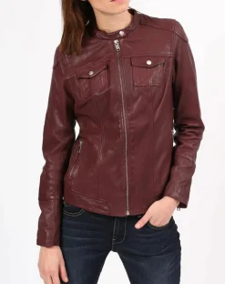 Femme Chyston Vestes, Blousons^Veste en Cuir Zayra bordeaux