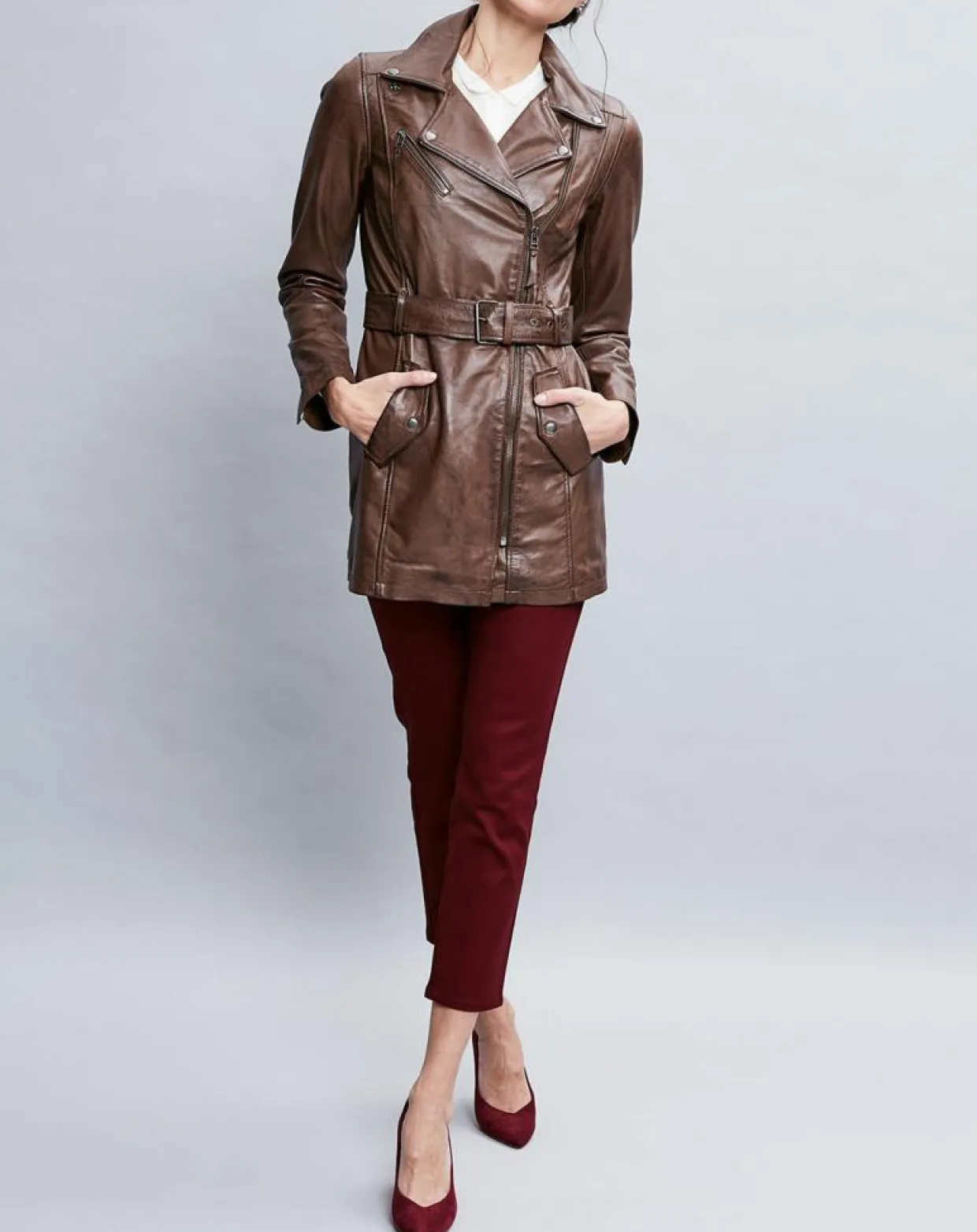 Femme Chyston Vestes, Blousons^Veste en Cuir Zelda marron