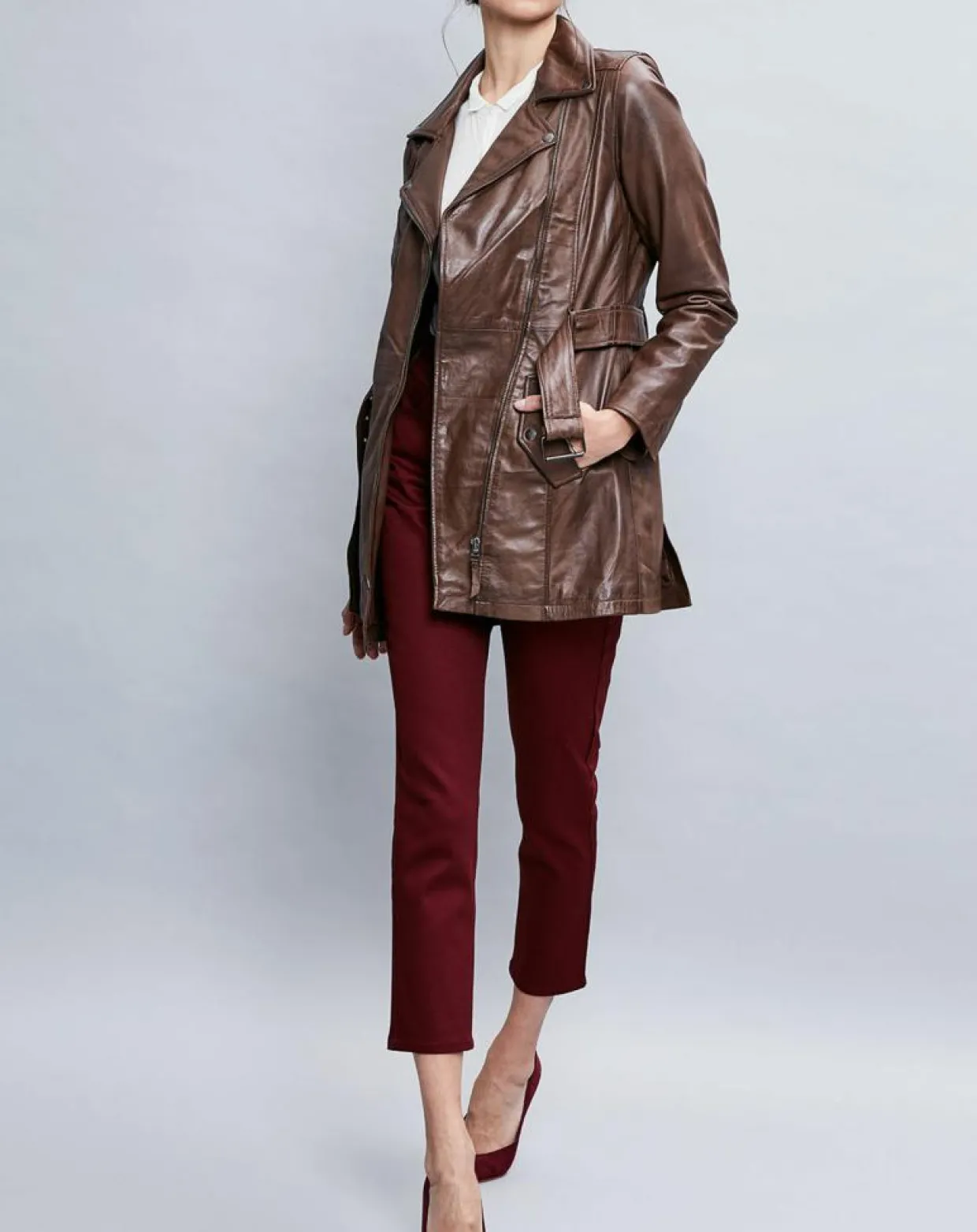 Femme Chyston Vestes, Blousons^Veste en Cuir Zelda marron