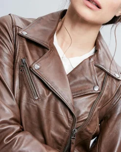 Femme Chyston Vestes, Blousons^Veste en Cuir Zelda marron