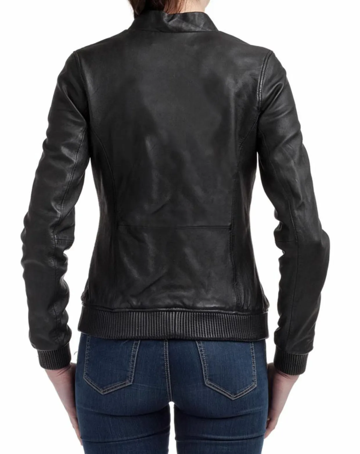 Veste en Cuir Zuri noire-Blue Wellford Online