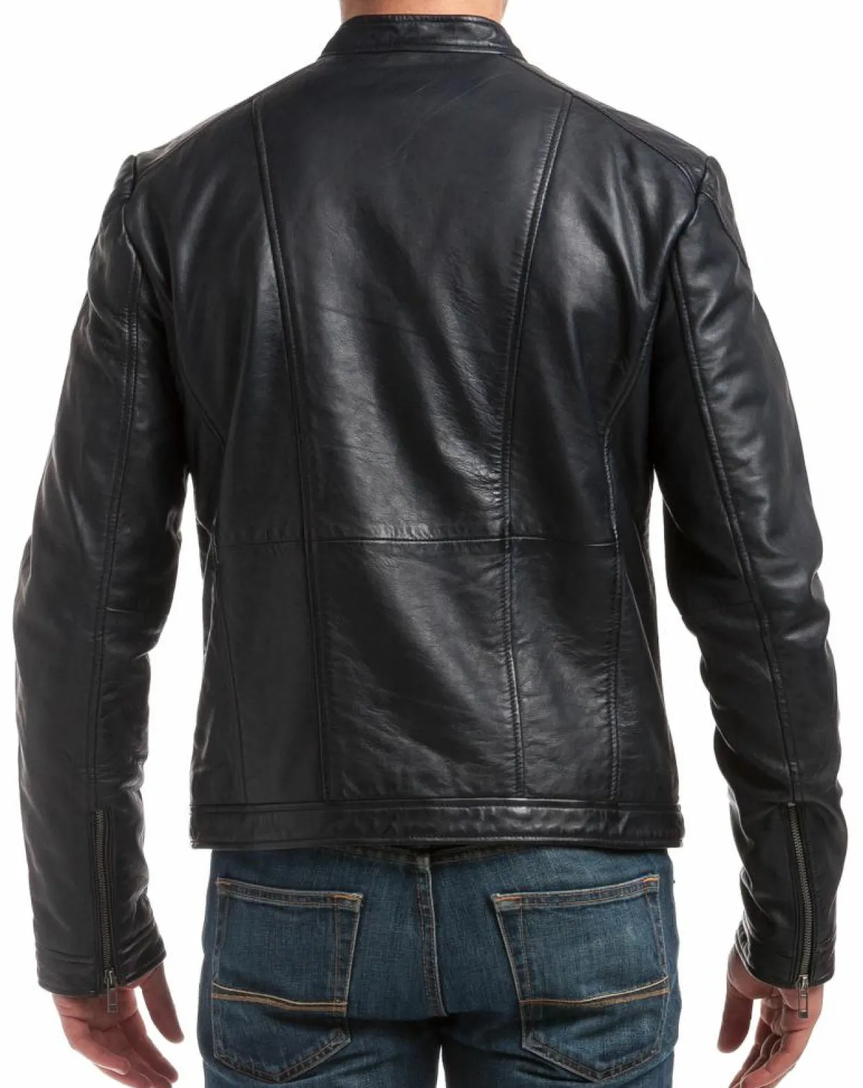 Veste en Cuir Zuzarte bleu marine-Chyston Outlet