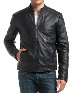Veste en Cuir Zuzarte bleu marine-Chyston Outlet