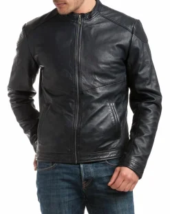 Veste en Cuir Zuzarte bleu marine-Chyston Outlet
