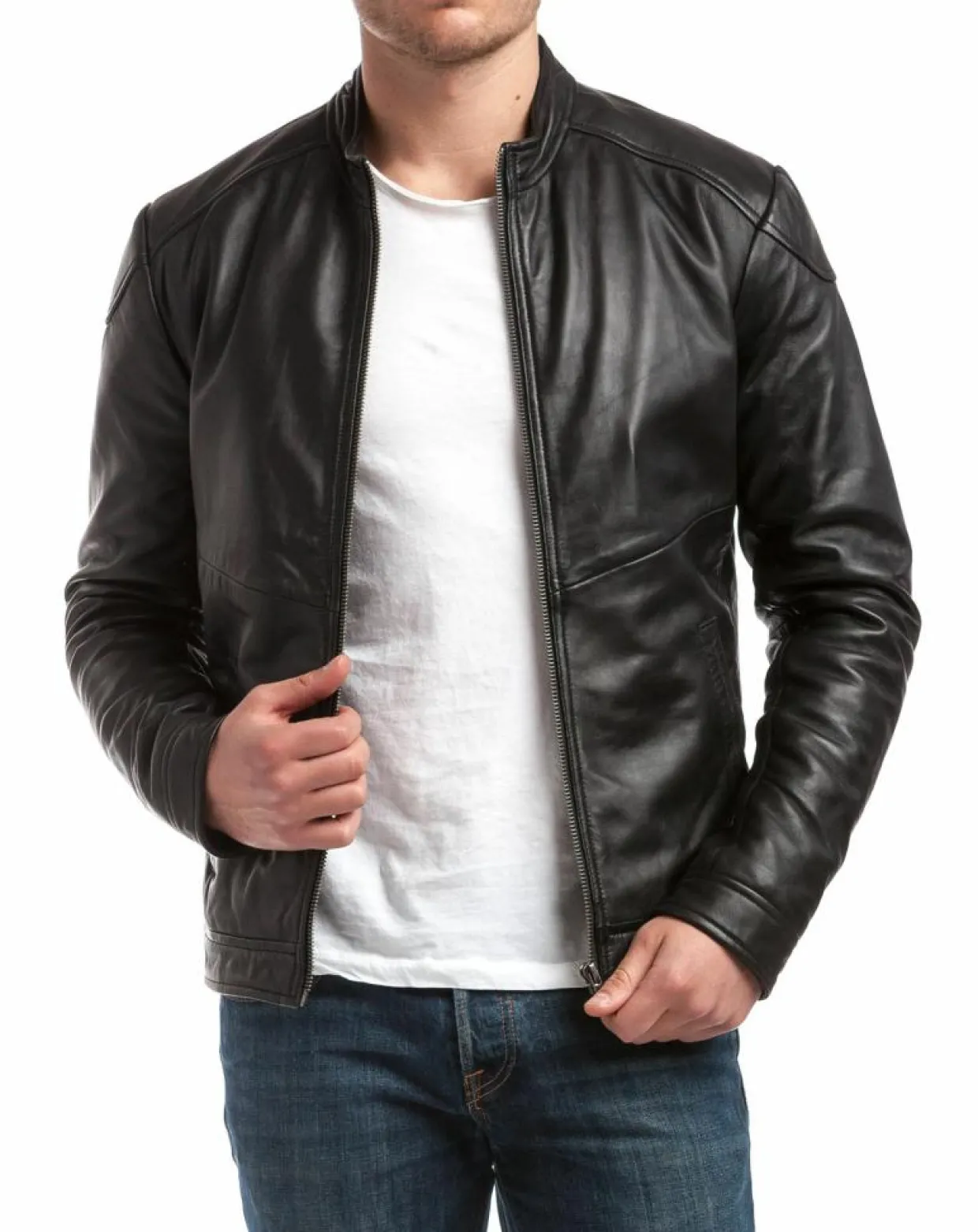 Homme Chyston Vestes, Blousons^Veste en Cuir Zuzarte noire