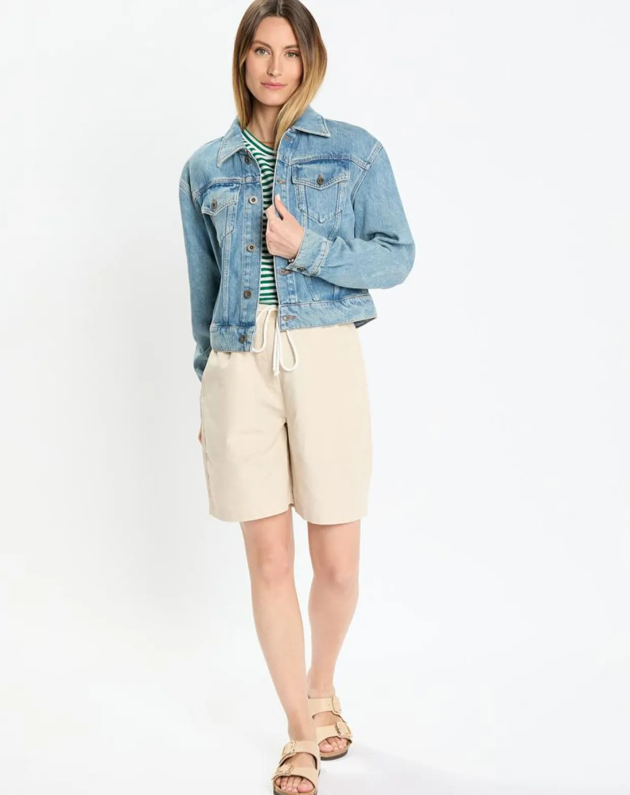Femme Marc O'Polo Vestes, Blousons^Veste en jean courte à boutons bleue