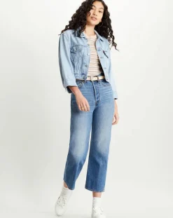 Femme Levi's® Vestes, Blousons^Veste en jean crop Sleeve bleue