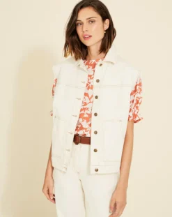 Veste en Jean sans manches Jeanne écrue-Yerse
