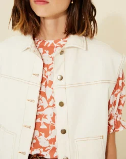 Veste en Jean sans manches Jeanne écrue-Yerse