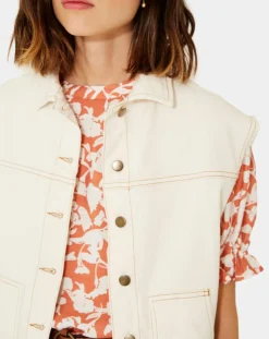 Veste en Jean sans manches Jeanne écrue-Yerse