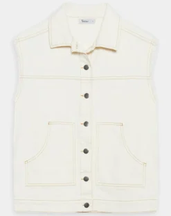 Veste en Jean sans manches Jeanne écrue-Yerse