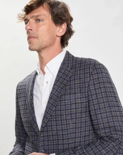 Homme Hackett London Vestes, Blousons^Veste en Laine mélangée à carreaux bleue