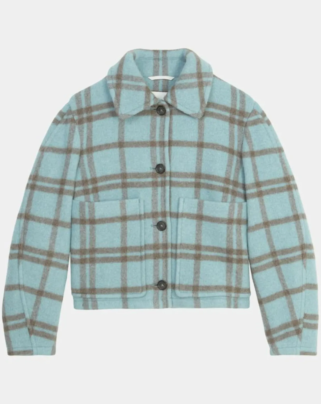 Femme Marc O'Polo Vestes, Blousons^Veste en Laine mélangée à carreaux Cropped bleue