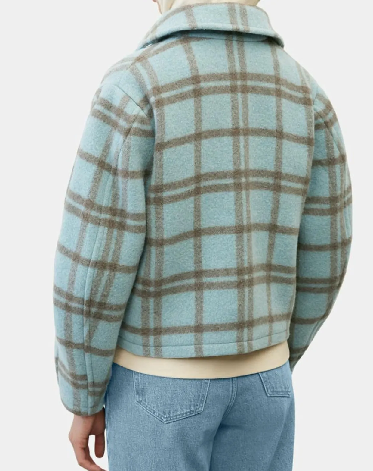 Femme Marc O'Polo Vestes, Blousons^Veste en Laine mélangée à carreaux Cropped bleue