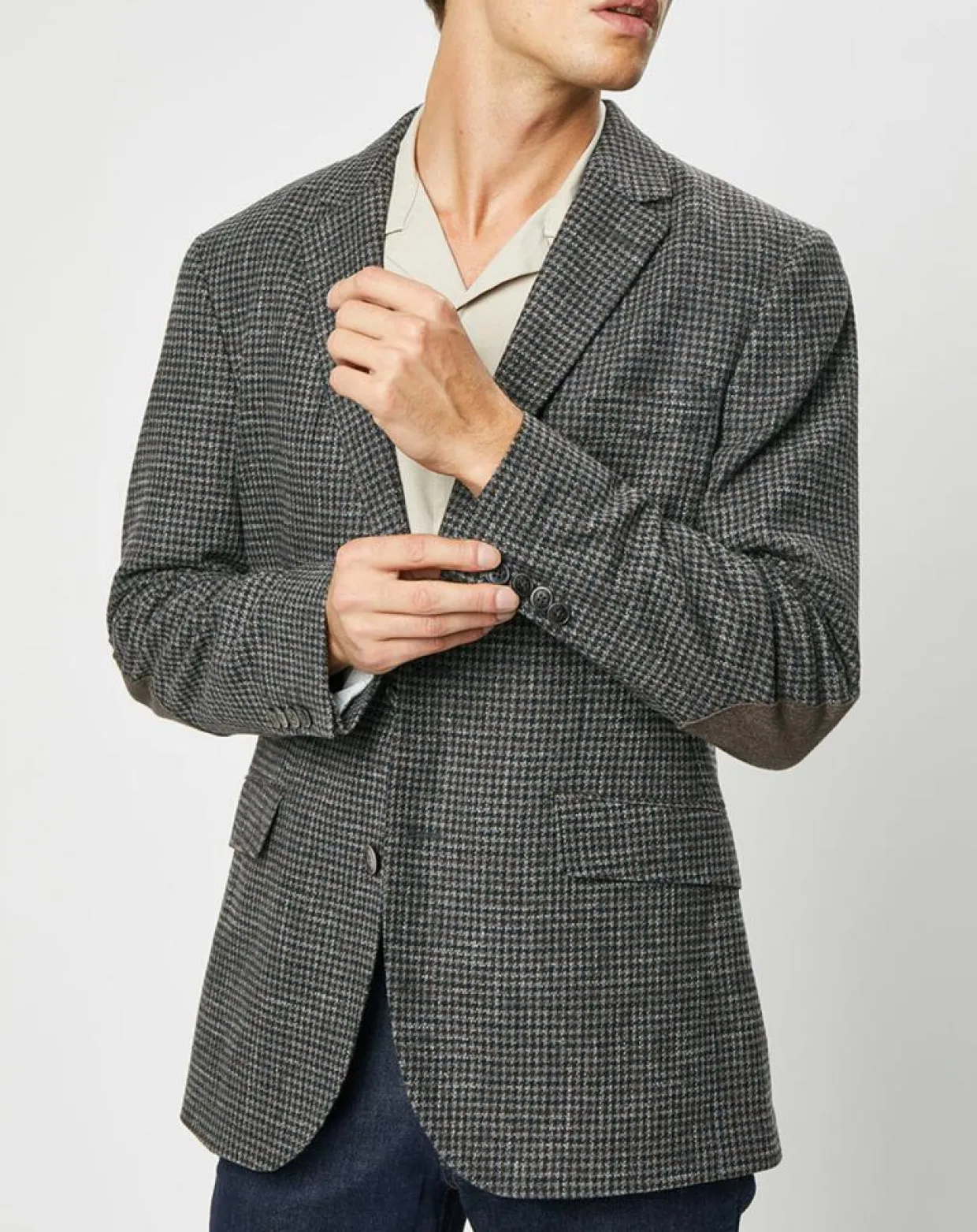 Homme Hackett London Vestes, Blousons^Veste en Laine mélangée à imprimé pied-de-poule marron/gris