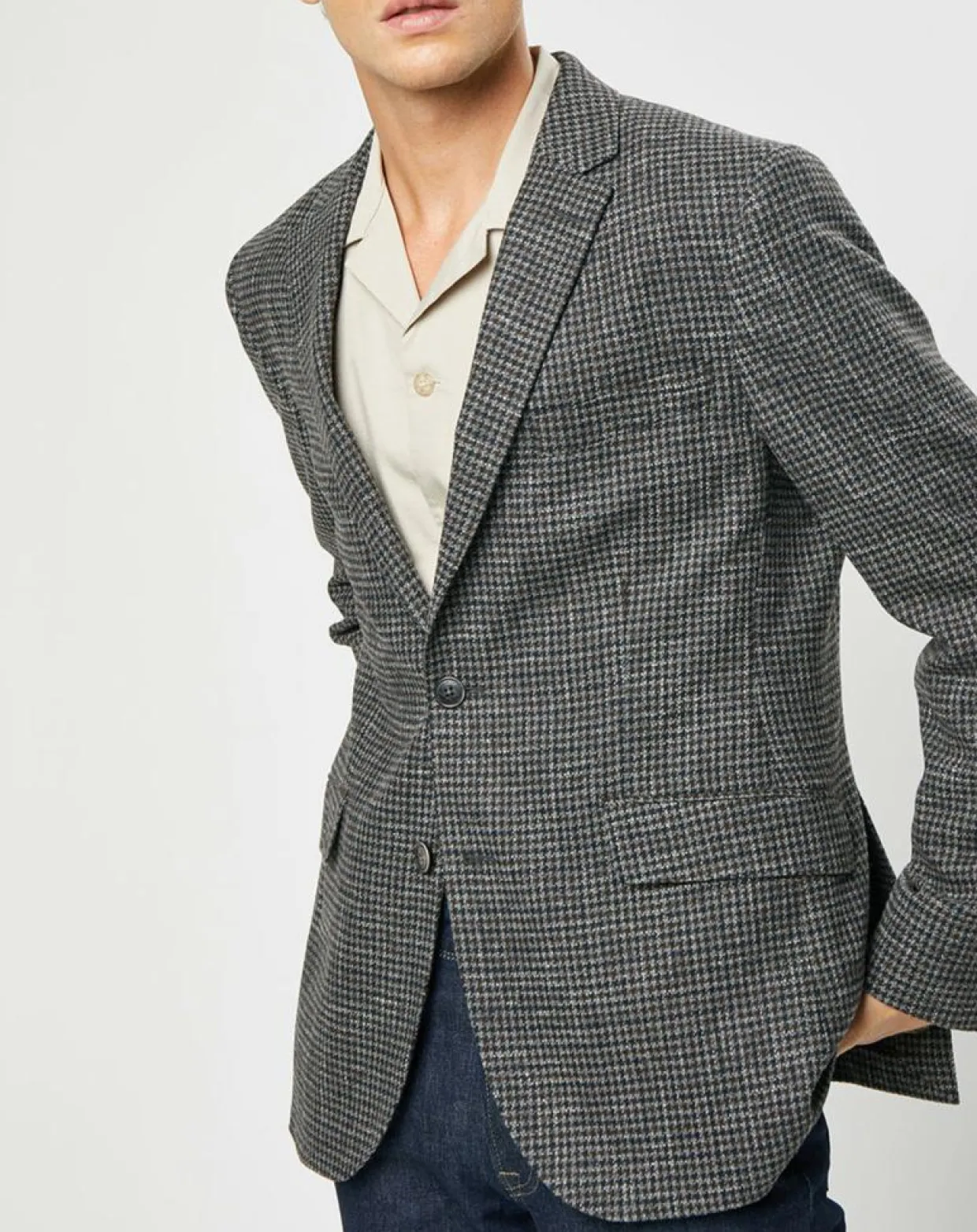 Homme Hackett London Vestes, Blousons^Veste en Laine mélangée à imprimé pied-de-poule marron/gris