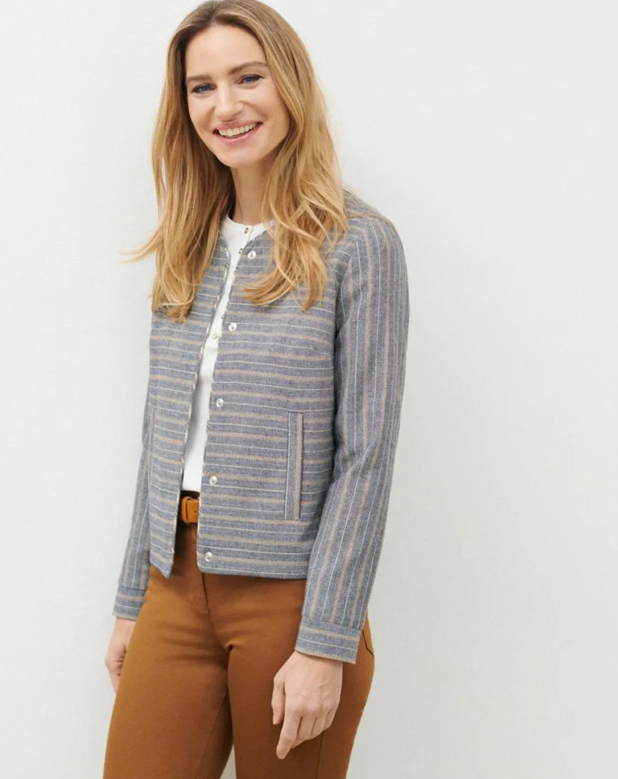 Veste en Laine mélangée Danila rayée bleu marine-Caroll Best