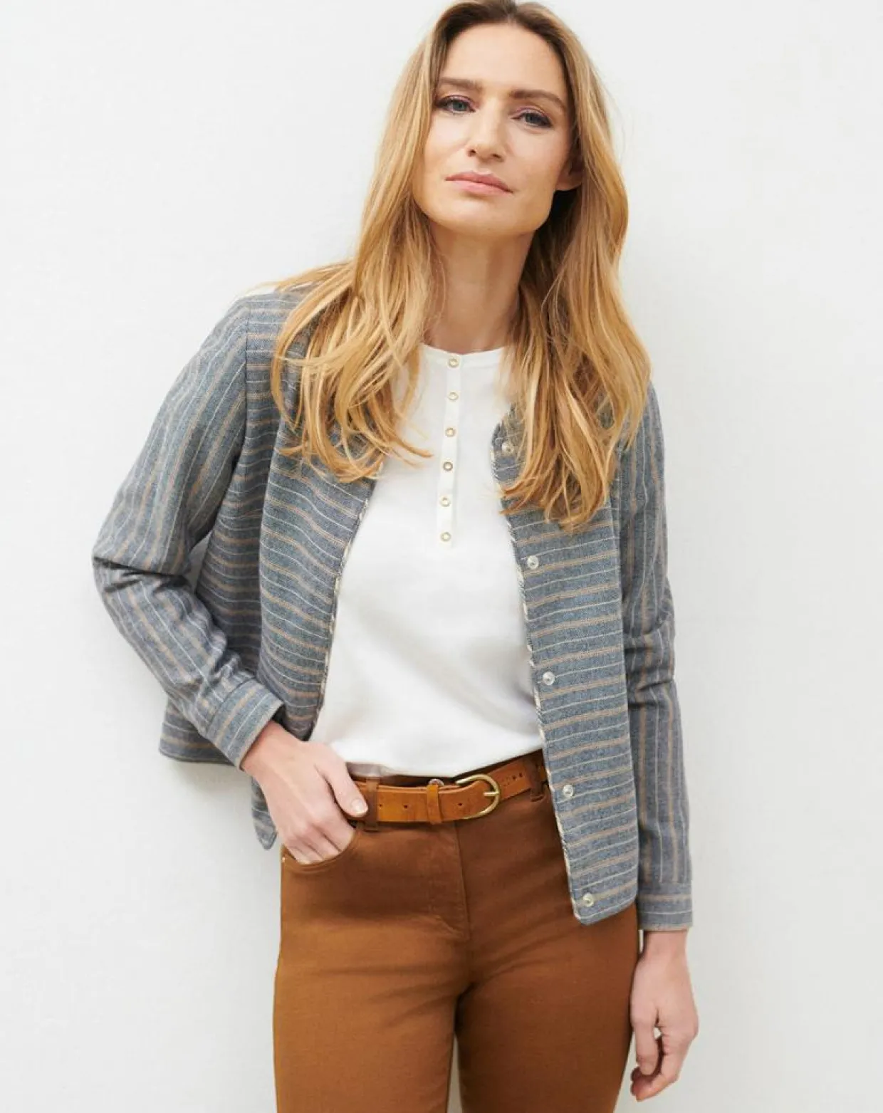 Veste en Laine mélangée Danila rayée bleu marine-Caroll Best
