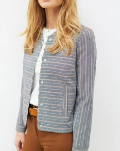 Veste en Laine mélangée Danila rayée bleu marine-Caroll Best