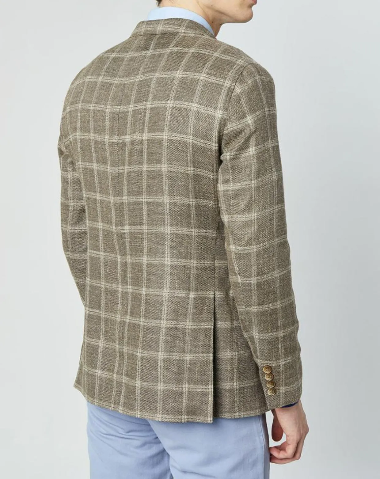 Veste en Laine mélangée Destructurée à carreaux beige/marron-Hackett London