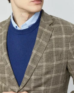 Veste en Laine mélangée Destructurée à carreaux beige/marron-Hackett London