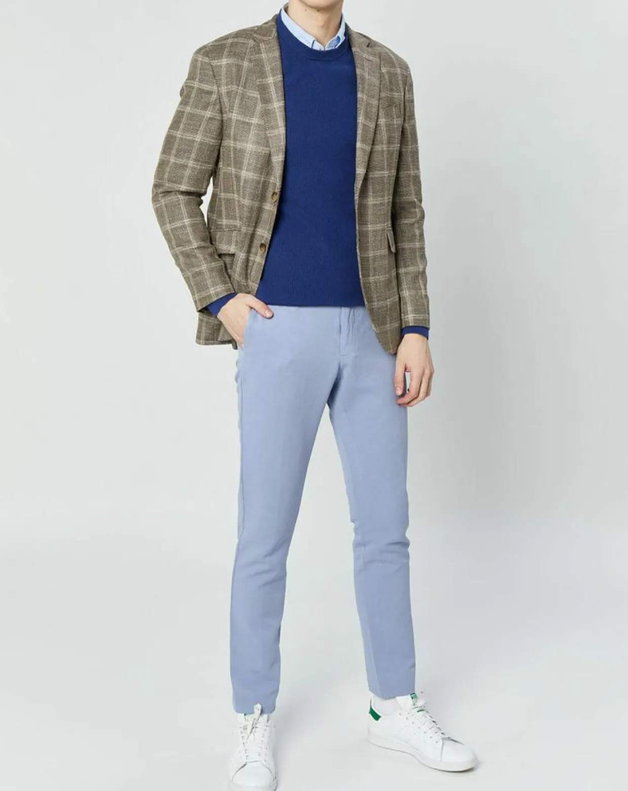 Veste en Laine mélangée Destructurée à carreaux beige/marron-Hackett London