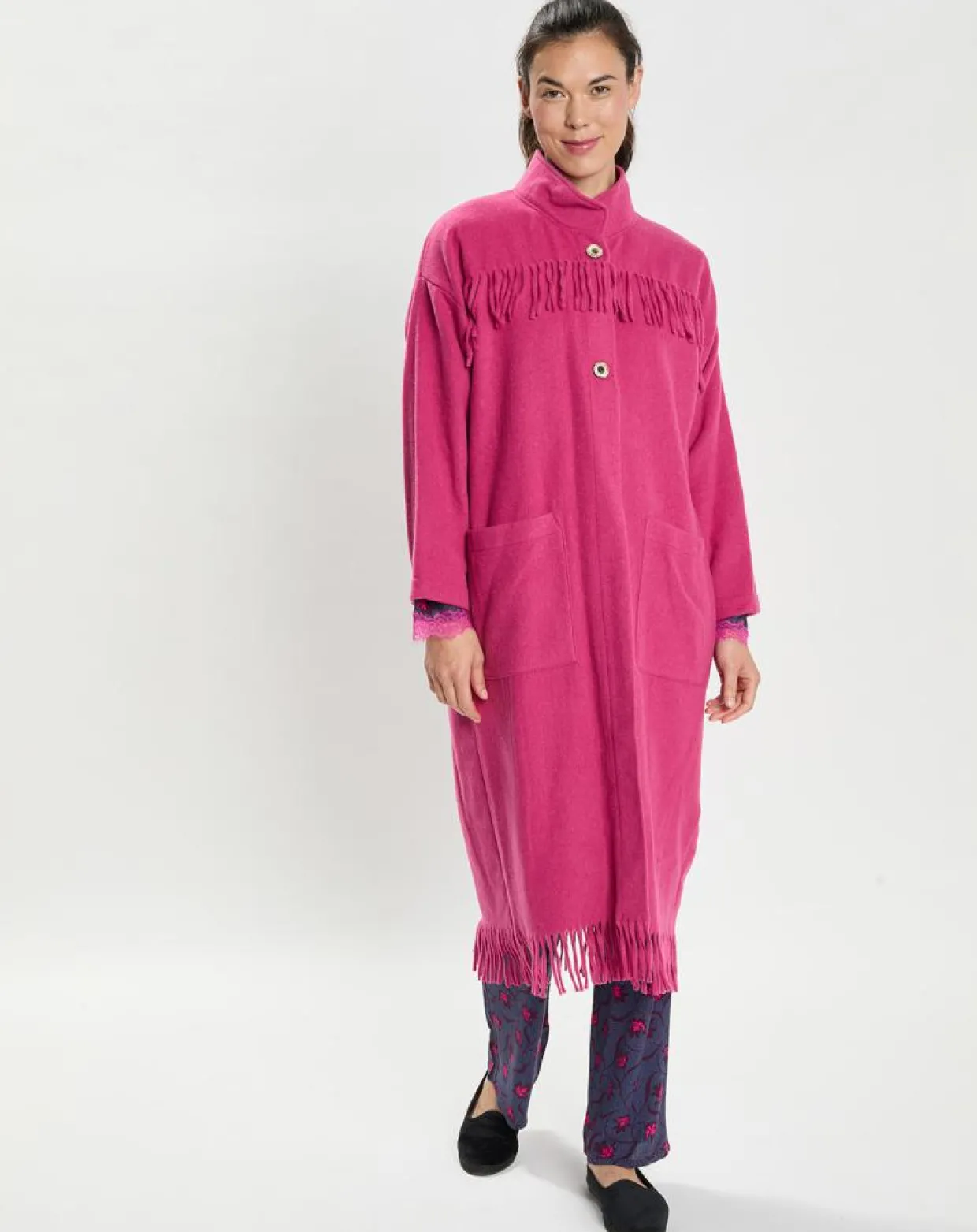 Femme Le Chat Lingerie, Nuit^Veste en Laine mélangée Foehn pivoine