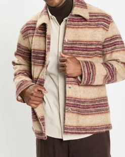 Homme Marc O'Polo Vestes, Blousons^Veste en Laine mélangée rayée beige/rouge