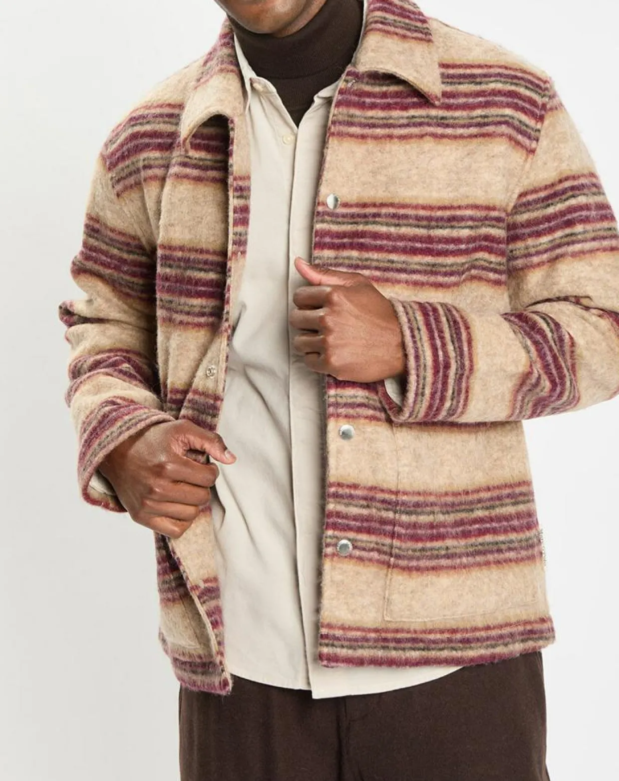 Homme Marc O'Polo Vestes, Blousons^Veste en Laine mélangée rayée beige/rouge