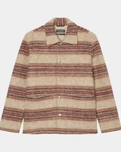 Homme Marc O'Polo Vestes, Blousons^Veste en Laine mélangée rayée beige/rouge
