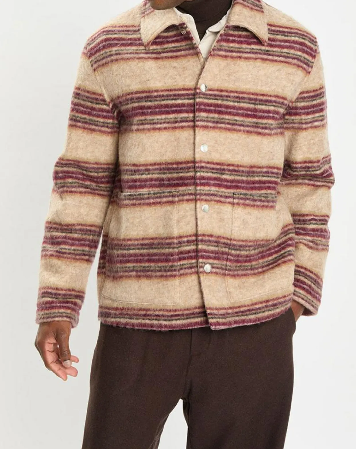 Homme Marc O'Polo Vestes, Blousons^Veste en Laine mélangée rayée beige/rouge
