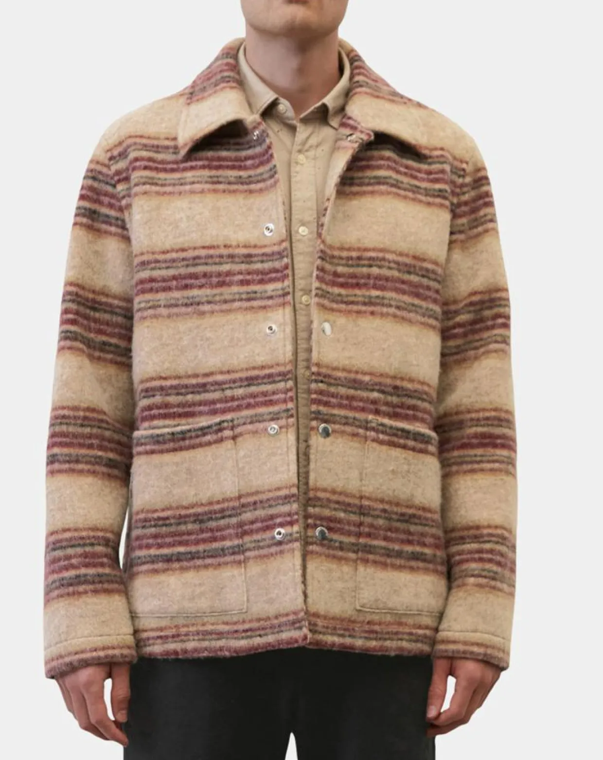 Homme Marc O'Polo Vestes, Blousons^Veste en Laine mélangée rayée beige/rouge