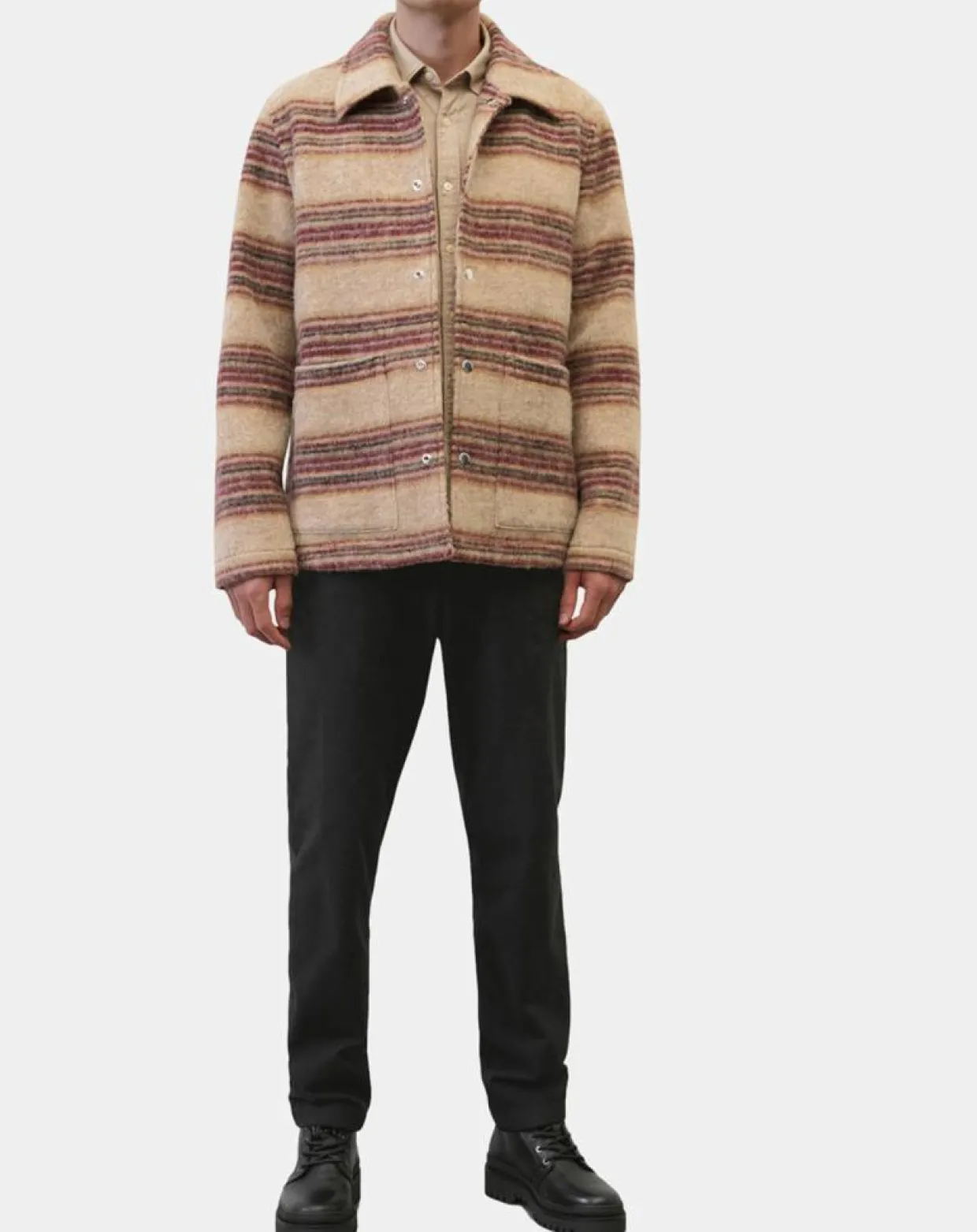 Homme Marc O'Polo Vestes, Blousons^Veste en Laine mélangée rayée beige/rouge