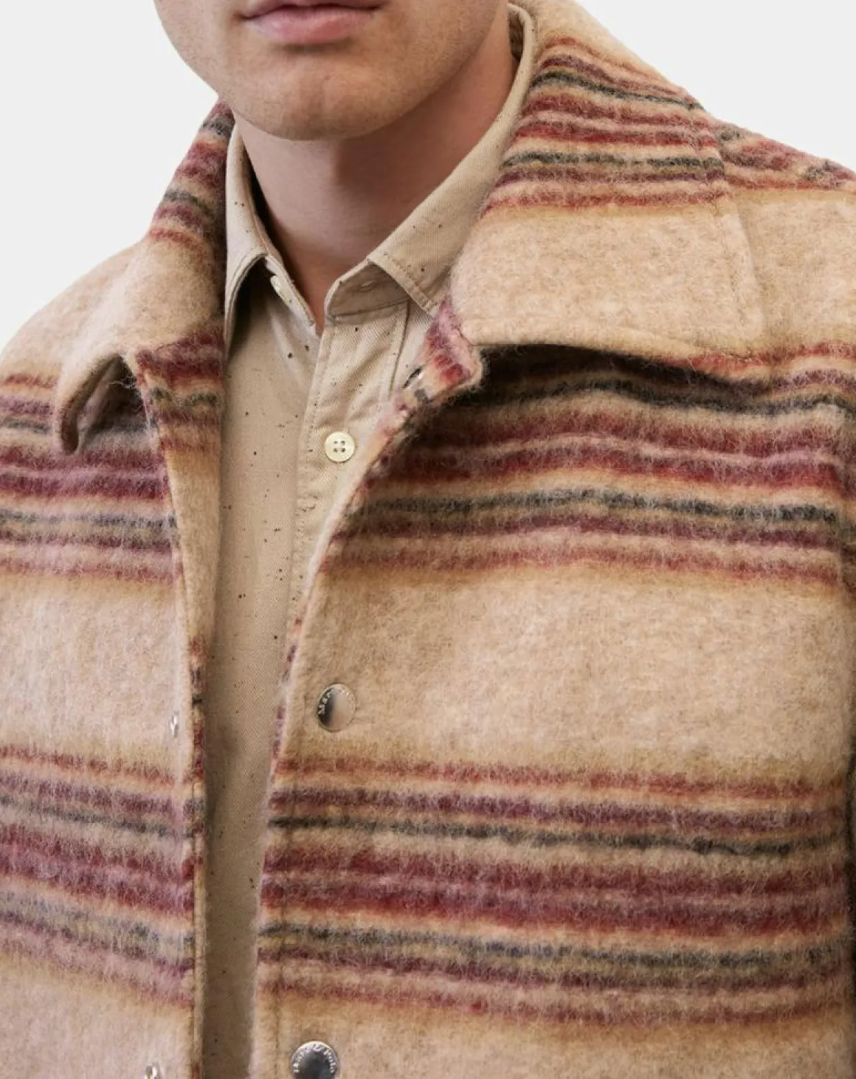 Homme Marc O'Polo Vestes, Blousons^Veste en Laine mélangée rayée beige/rouge