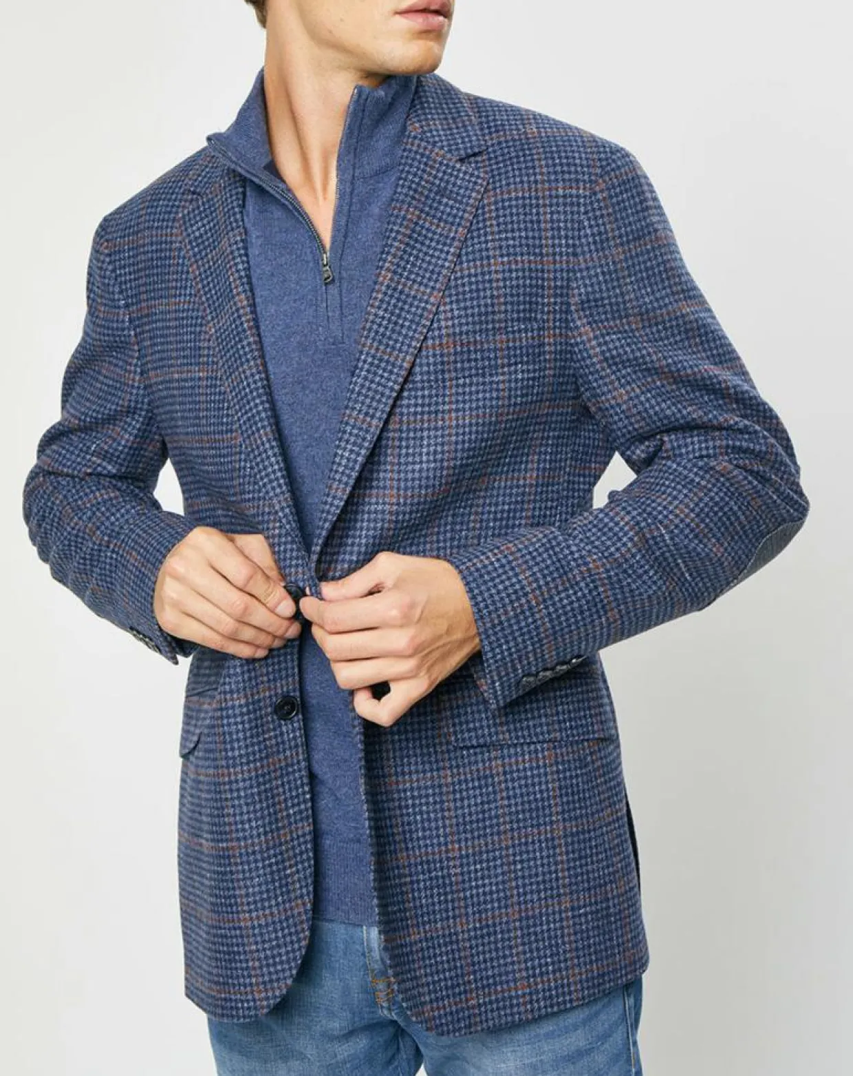 Veste en Laine mélangée Tartan imprimée bleue-Hackett London Sale