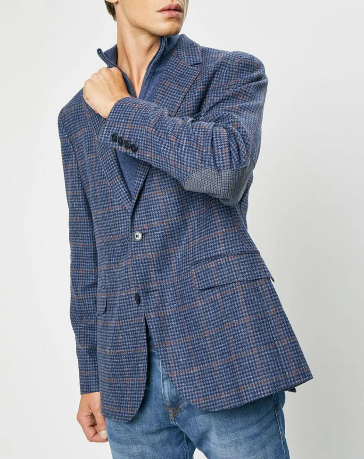 Veste en Laine mélangée Tartan imprimée bleue-Hackett London Sale