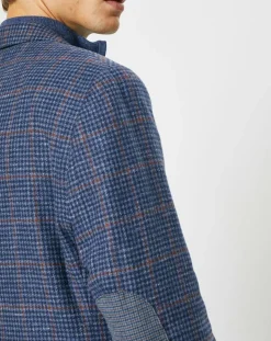 Veste en Laine mélangée Tartan imprimée bleue-Hackett London Sale