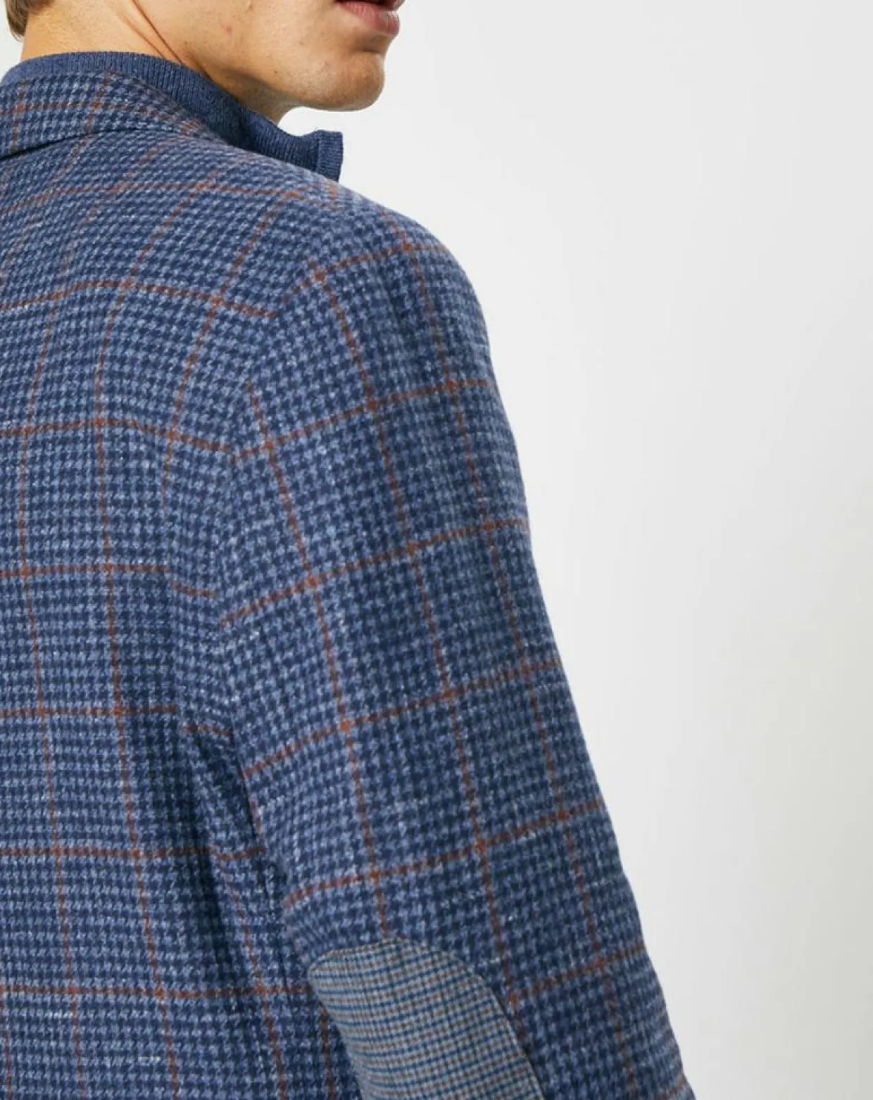 Veste en Laine mélangée Tartan imprimée bleue-Hackett London Sale