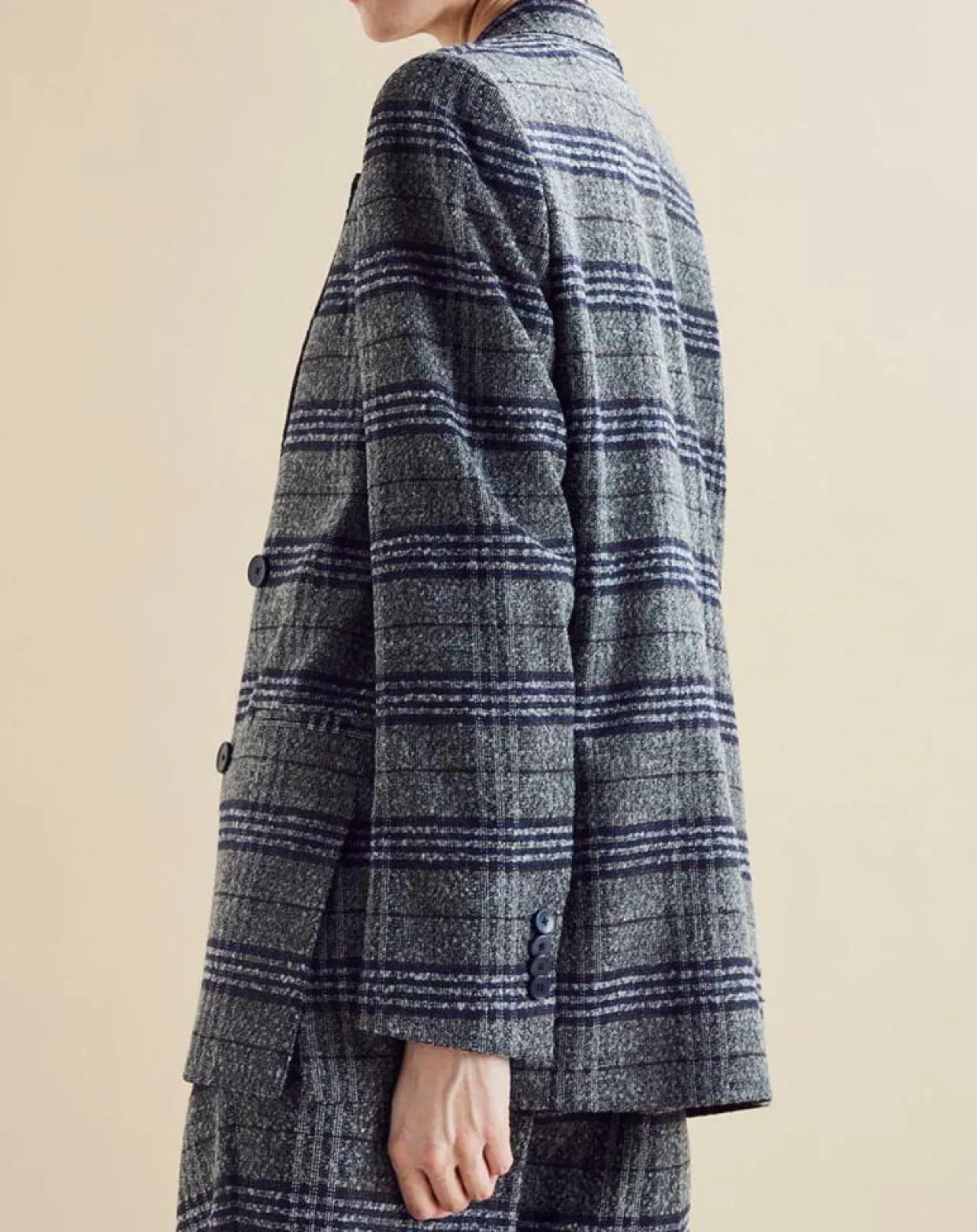 Femme Chloé Stora Vestes, Blousons^Veste en Laine mélangée Ulla à carreaux grise