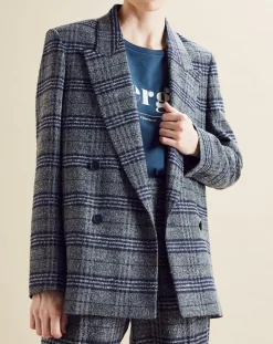 Femme Chloé Stora Vestes, Blousons^Veste en Laine mélangée Ulla à carreaux grise